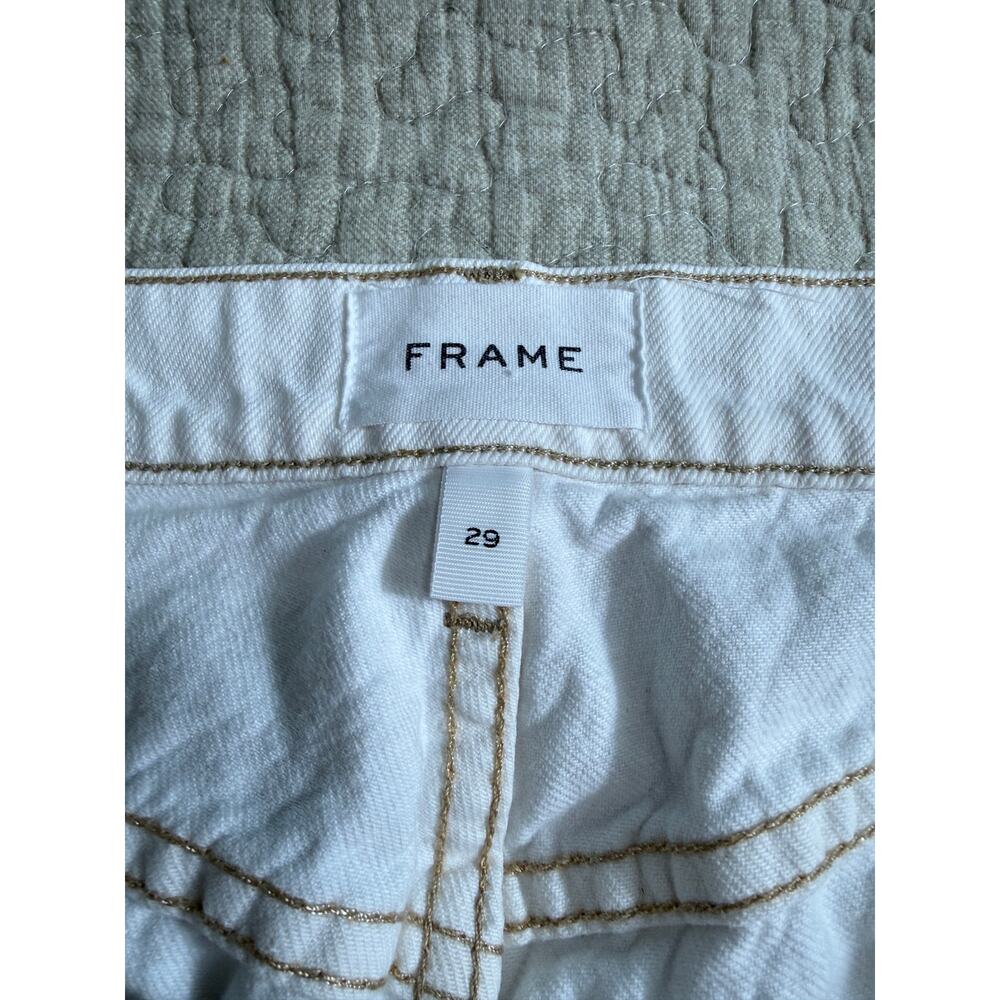 FRAME Le Slouch Bermuda Button Fly Raw Hem Made in USA Cargo Ivory Cut Off Sz 29 - Picture 3 of 9
